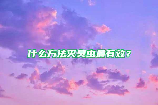 什么方法滅臭蟲最有效？