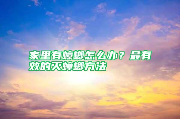 家里有蟑螂怎么辦？最有效的滅蟑螂方法