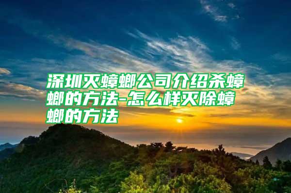 深圳滅蟑螂公司介紹殺蟑螂的方法-怎么樣滅除蟑螂的方法